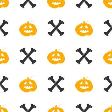 Halloween seamless pattern. Hand drawn sketched background, party invitation  Stock Illustration