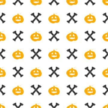 Halloween seamless pattern. Hand drawn sketched background, party invitation  Ilustración de archivo