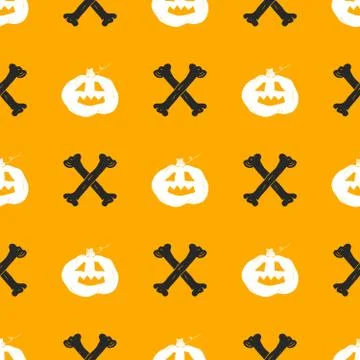 Halloween seamless pattern. Hand drawn sketched background, party invitation  Stock Illustration