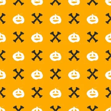 Halloween seamless pattern. Hand drawn sketched background, party invitation  Ilustración de archivo