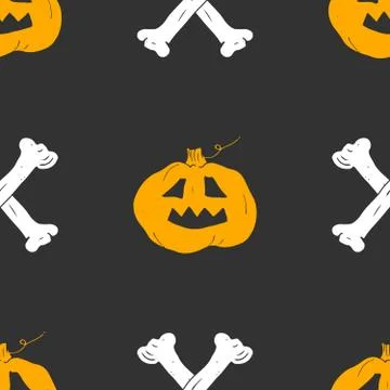 Halloween seamless pattern. Hand drawn sketched background, party invitation  스톡 일러스트
