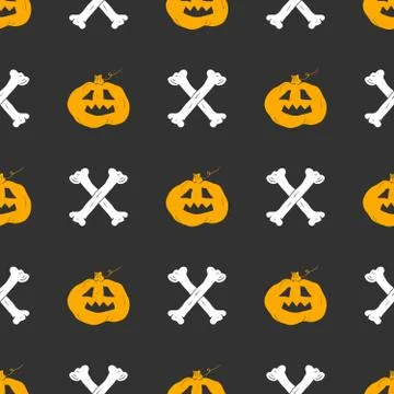 Halloween seamless pattern. Hand drawn sketched background, party invitation  Stock Illustration