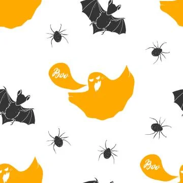 Halloween seamless pattern. Hand drawn sketched background, party invitation  스톡 일러스트