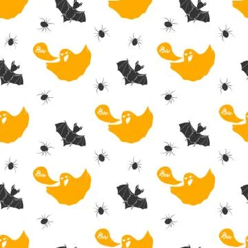 Halloween seamless pattern. Hand drawn sketched background, party invitation  Stock Illustration