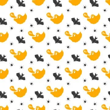Halloween seamless pattern. Hand drawn sketched background, party invitation  Stock Illustration