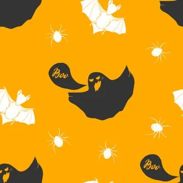 Halloween seamless pattern. Hand drawn sketched background, party invitation  Stock Illustration