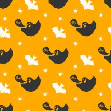 Halloween seamless pattern. Hand drawn sketched background, party invitation  Stock Illustration