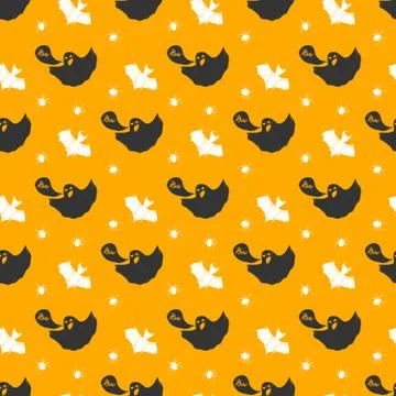 Halloween seamless pattern. Hand drawn sketched background, party invitation  Stock Illustration