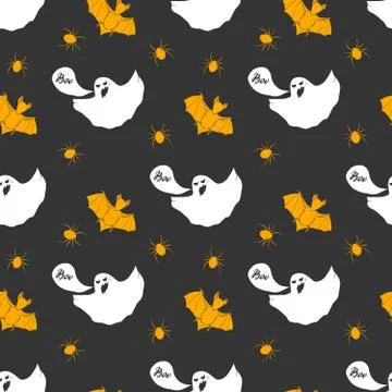 Halloween seamless pattern. Hand drawn sketched background, party invitation  Stock Illustration