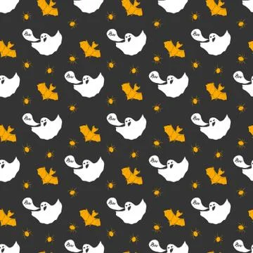 Halloween seamless pattern. Hand drawn sketched background, party invitation  Stock Illustration