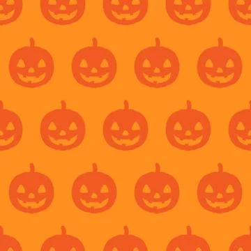 Halloween seamless pattern with happy pumpkin icon. Holiday october vector il Stock Illustration
