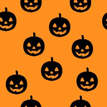Halloween seamless pattern with happy pumpkin icon. Holiday october vector il Stock Illustration
