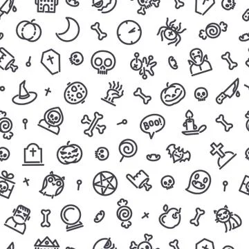 Halloween Seamless Pattern With Icons Stock Illustration