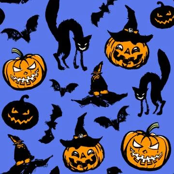 Halloween seamless pattern. Stock Illustration