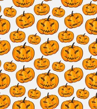 Halloween Seamless Pattern Isolated Wrap Wallpaper With Terrible Pumpkins In A Illustrazione stock