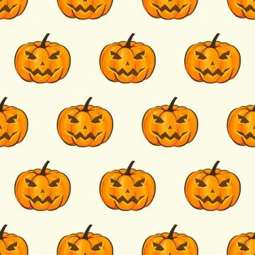 Halloween Seamless Pattern Isolated Wrap Wallpaper With Terrible Pumpkins In A Stock Illustration