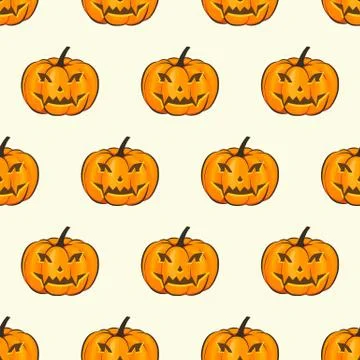Halloween Seamless Pattern Isolated Wrap Wallpaper With Terrible Pumpkins In A Stock Illustration