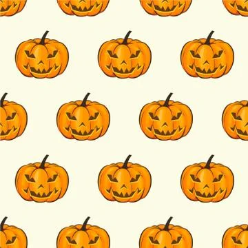 Halloween Seamless Pattern Isolated Wrap Wallpaper With Terrible Pumpkins In A Stock Illustration