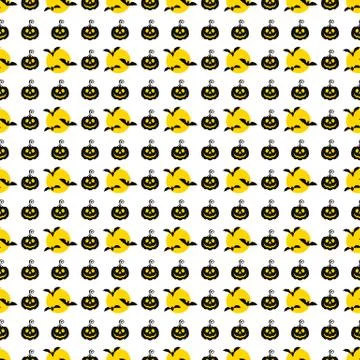 Halloween seamless pattern. Moon, bat and pumpkin. Illustrazione stock