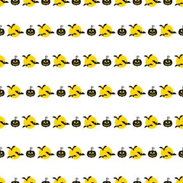 Halloween seamless pattern. Moon, bat and pumpkin. Illustrazione stock