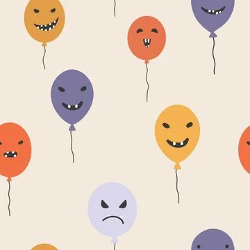 Halloween seamless pattern, party background with balloons, great for wallpaper Stock Illustration