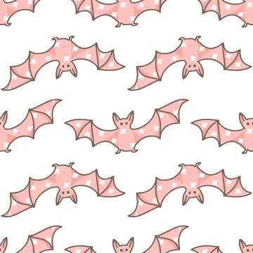 Halloween seamless pattern with pink bats Stock Illustration