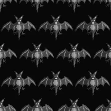 Halloween seamless pattern Pixel Art Stock Illustration
