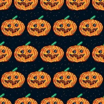 Halloween seamless pattern Pixel Art Illustrazione stock