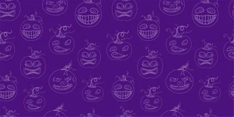 Halloween seamless pattern. pumpkin is scary and cute. Vector illustration. Stock Illustration