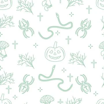Halloween seamless pattern. Pumpkin, spider, snake イラスト素材