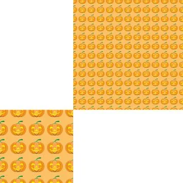 Halloween seamless pattern with pumpkin on the yellow background with pattern Stock Illustration