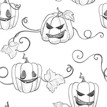 Halloween seamless pattern with pumpkins 1 Stock Illustration