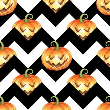 Halloween seamless pattern with pumpkins 20 Stock Illustration