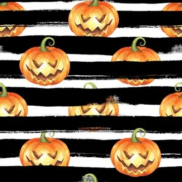 Halloween seamless pattern with pumpkins 22 Stock Illustration