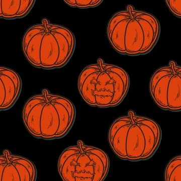 Halloween seamless pattern with pumpkins Stock Illustration