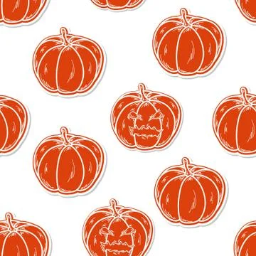 Halloween seamless pattern with pumpkins Stock Illustration