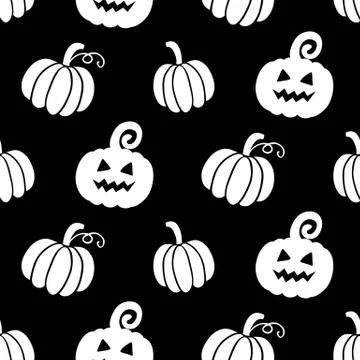 Halloween seamless pattern with pumpkins Illustrazione stock