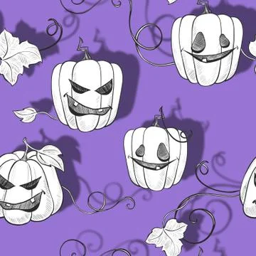Halloween seamless pattern with pumpkins Illustrazione stock