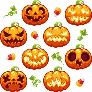 Halloween Seamless Pattern with Pumpkins 스톡 일러스트