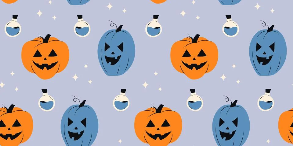 Halloween seamless pattern with pumpkins Stock Illustration