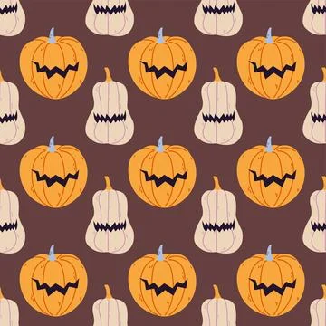 Halloween seamless pattern with pumpkins Stock Illustration