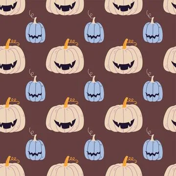 Halloween seamless pattern with pumpkins Stock Illustration