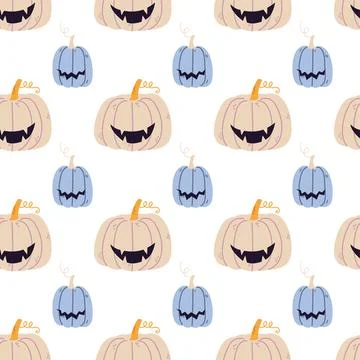 Halloween seamless pattern with pumpkins Stock Illustration