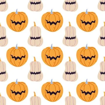 Halloween seamless pattern with pumpkins Illustrazione stock