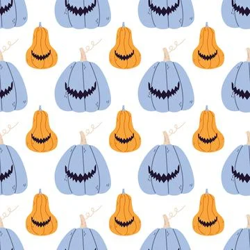 Halloween seamless pattern with pumpkins Stock Illustration