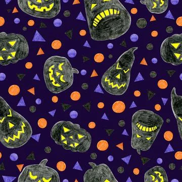 Halloween seamless pattern with a pumpkins. For printing fabric, Wallpaper Stock Illustration