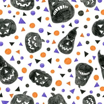 Halloween seamless pattern with a pumpkins On a white background. For printing Stock Illustration