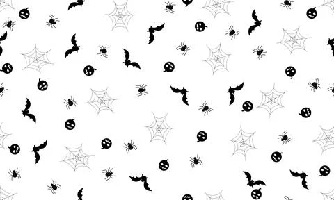 Halloween seamless pattern with pumpkin,spider,spider net and bat background Illustrazione stock