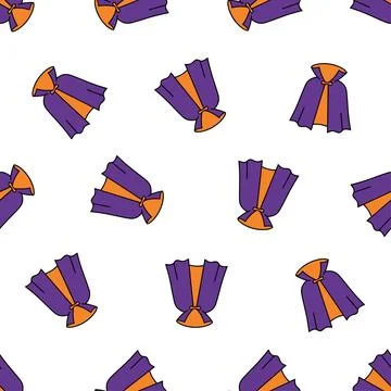 Halloween seamless pattern with purple and orange vampire cloaks on a white.. Stockillustratie