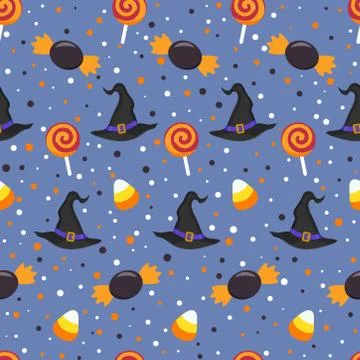Halloween seamless pattern on purple background. halloween skull pattern back Stock Illustration